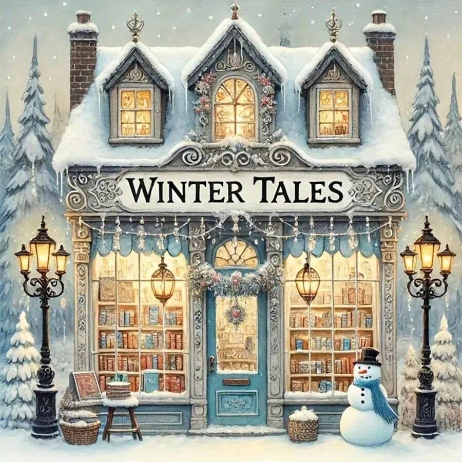 1PC DIY 5D Diamond Painting Kit Christmas Cottage Pattern - Round Full Drill Art Mosaic Craft, Home Wall Decor, Unframed - No Frame - View 1