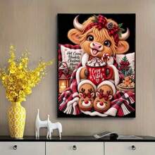 1PC DIY 5D Diamond Painting Kit Cute Calf Pattern - Round Full Diamond Art Mosaic Craft, Home Wall Decor, Frameless - No Frame - View 3