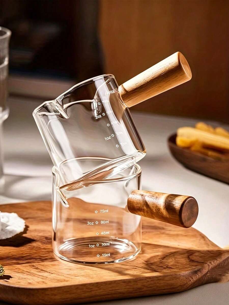 Glass Mini Coffee Cup, Small Milk Cup, Espresso Measuring Cup, Latte Cup With Tilted Spout Design. Reusable, Durable And Easy To Clean. Suitable For Holding Coffee, Milk, Juice, Sauce, Honey And More