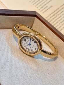 1pc Oval Roman Numeral Women's Gold/Silver Tone Quartz Bracelet Watch - Silver - View 13