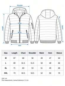Men's Hooded Quilted Padded Jacket With Zip Pockets & Ribbed Trim, Casual Lightweight Outerwear - Black - View 5