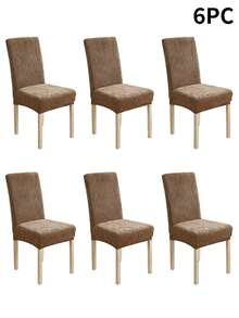 1pc Leaf Pattern Jacquard Chair Cover, High Elasticity, All Season, Suitable For Home And Hotel Use - Coffee Brown - View 13