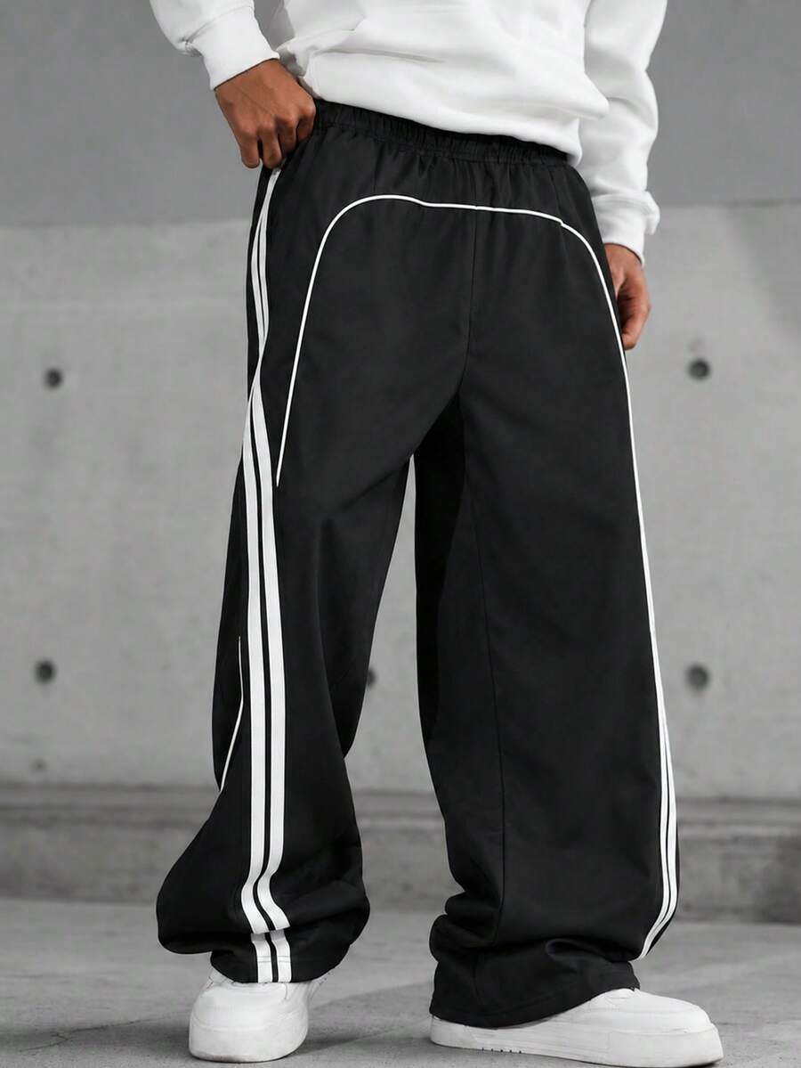 1pc Casual Wide Leg Pants For Teenage Boys, Versatile Daily Wear, Street Style, Commuting, Outdoor - Black - View 1
