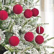 1pc Christmas Flocked Ball Set, Christmas Tree Hanging Ornament, Holiday Home Window Party Decoration - Multicolor - View 4