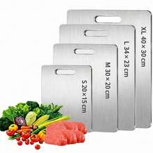 Stainless Steel Cutting Board, Double-Sided Stainless Steel Cutting Board, Suitable For Kitchen Cutting Meat, Vegetables And Fruits, Easy To Clean; - 1PC - View 6