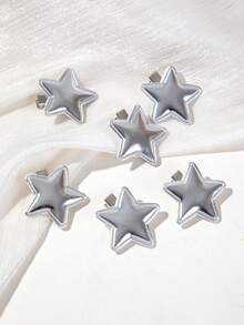 10pcs Girls Star Hair Clips, Gold & Silver Shiny Five-Pointed Star Alligator Hair Clips, Fashionable Cute Hair Accessories For Back Of Head, Christmas & Daily Use - Multicolor - View 5