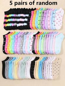30/15 Pairs Kids Short Socks: Candy Colors, Lace Bows, Heart Patterns, Stripes, Soft & Comfortable, Casual Versatile, Student Short Socks - Suitable For Daily Wear, Random Color Assortment - Multicolor - View 32