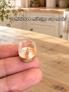 Miniature Coffee And Tea Drink Model, Includes Drink Pot, Cup And Faux Woven Tray Miniature Models, Dollhouse Kitchen Accessories, Model House Cafe Scene Decoration - one-size - View 8