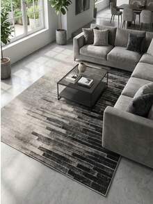 Non-Slip, Washable, Digitally Printed Rug, Runner, Kitchen Rug - Black - View 3
