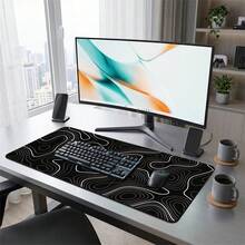 Black & White Map Extra Long Mouse Pad, Gaming Office Home Art Design, Gift For Friends And Family, Rubber Base, PC Laptop Study Desk Mat, Multiple Sizes, Computer Keyboard Pad, Non-Slip Durable Smooth - View 5