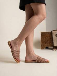 Women Flat Sandals - Rose Gold - View 3