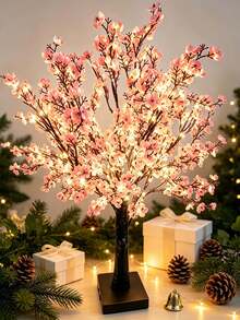 1PC 55CM LED Artificial Starry Tree Light, Pink Champagne Color, Super Bright Warm Light, 3 AA Batteries + USB Dual Power Supply, Desktop Floral Atmosphere Decorative Light - Warm white light - View 11