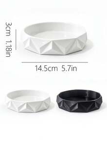 3D Printed Geometric Polyhedron Storage Tray, Angular Faceted 3D Design, Black And White Color Options. Suitable For Jewelry, Aromatherapy, Desktop Small Items, Low Poly Design With Modern Artistic Feel, Perfect For Dressing Table And Entryway Decor. - Multicolor - View 12