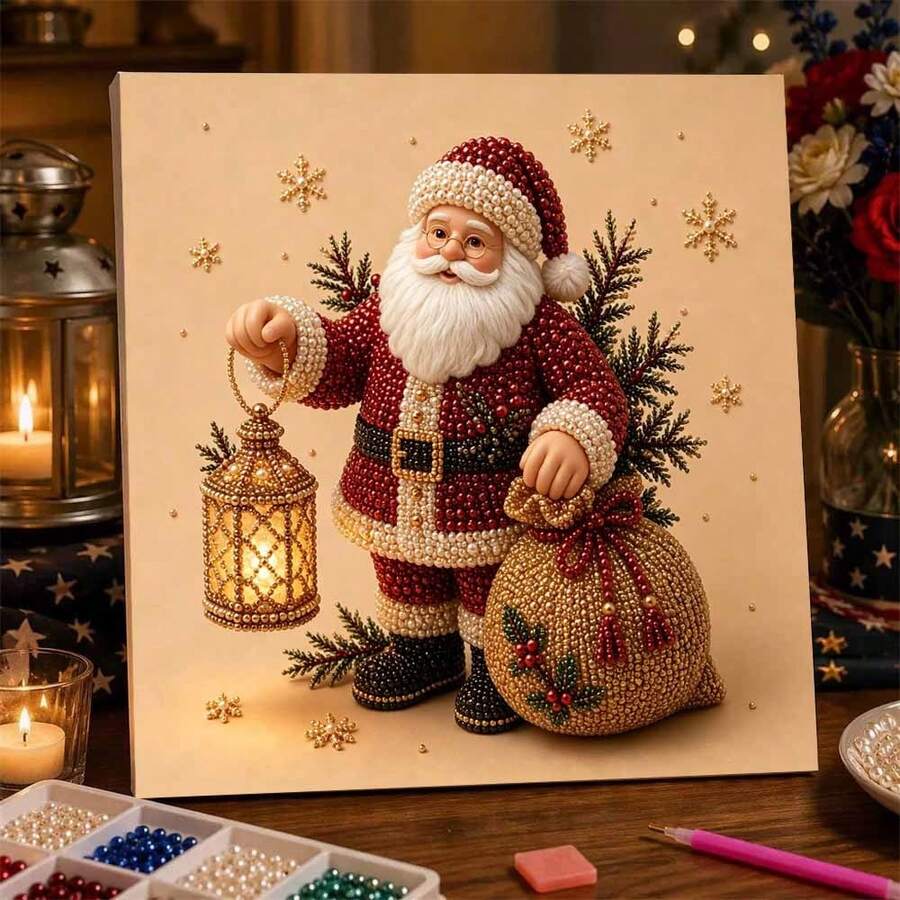DIY Colorful Pearl Painting Set, Santa Claus, Suitable For Home Or Office Wall Decoration, Perfect Holiday Gift, Christmas Decoration, Holiday Artwork, DIY Handmade Set - Sets - View 1