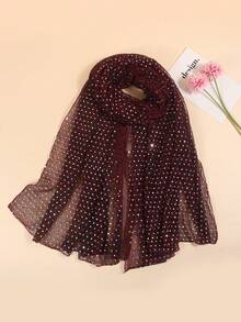 1pc All Season New Women's Solid Color Polyester Shiny Silk Scarf, Soft Shawl Headscarf - Burgundy - View 2