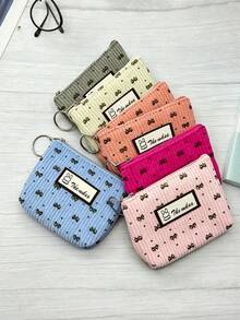 Children's Autumn/Winter Corduroy Material Mini Coin Purse, Bow And Rabbit Pattern, With Keychain-Stores Keys, Data Cables, Coins And Rings, Suitable For Students And Children, Stores Phones, Lipsticks, Loose Change, Versatile For Daily Outings And Shopping, Halloween/New Year Gift - Multicolor - View 2