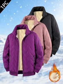 Women's Winter Fleece Lined Outdoor Casual Jacket, Multi-Functional Warm Coat, Suitable For Daily Wear, Home, Office, Shopping, Gatherings - Purple - View 10