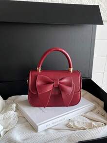1pc Sweet French Style Solid Color Bow Decor Children's Handbag, PU Leather, Flap Magnetic Closure Mini Square Bag, Adjustable Shoulder Strap Crossbody Bag. Suitable For Children/Girls/Students, Fits Daily Shopping, Holiday Outfit Scenes. - Multicolor - View 13