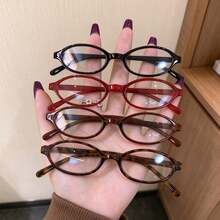 1pc/4pcs Vintage Small Oval Fashion Glasses, Women's Non-Prescription Clear Lens Decorative Glasses, Small Size, Daily Matching Accessory - Transparent - View 2
