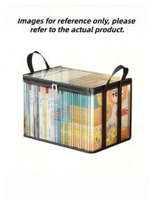 1/2pcs Transparent PVC Thickened Durable Foldable Storage Bag, With Visible Window Waterproof Rectangular Storage Box, 2pcs/1pack, Suitable For Books, Toys, Snacks, School, Home, Classroom Space-Saving Storage - Multicolor - View 14