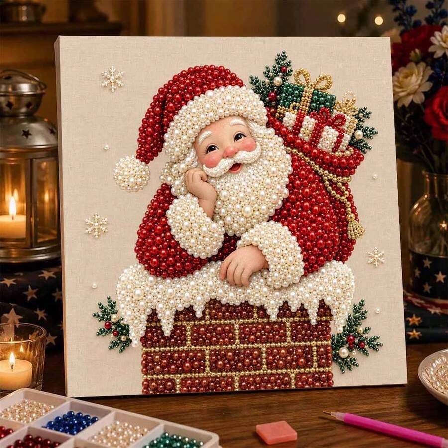 مجموعة رسم اللؤلؤ الملونة DIY، بابا نويل، مناسبة لديكور جدران المنزل أو المكتب، هدية عطلة مثالية، ديكور عيد الميلاد، أعمال فنية للعطلات، مجموعة يدوية DIY - أطقم - مشاهدة 1
