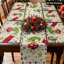 The Grinch Table Runner & Placemat Set , Christmas Table Runner, 13 * 72 Inches Tablecloth For New Year, Winter, Christmas Decoration, Home Party Table - Multicolor - View 1