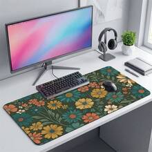 Green Floral Extra Long Mouse Pad, Gaming Office Home Art Design, Gift For Friends And Family, Rubber Base, PC Laptop Study Desk Mat, Multiple Sizes, Computer Keyboard Pad, Non-Slip And Smooth - View 4