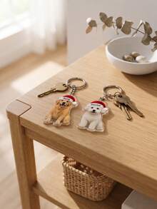 Customized Christmas Pet Acrylic Keychain, Custom Name Keychain, Personalized Pet Photo Keychain, Cute Dog And Cat Keychain, Christmas Pet Gift - Multicolor - View 3