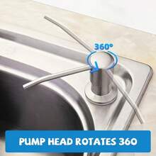 1pc 304 Stainless Steel Sink Built-In Soap Dispenser | Thickened Hose & Press-Type Pump Head | Compatible With Dish Soap & Detergent | Kitchen Dishware & Fruit/Vegetable Cleaning Accessory - Soap Dispenser - View 8