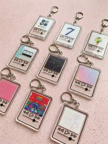 9pcs Album Cover Acrylic Keychain, Music Player Design, B-T-S, K-Pop Friendship Bag Charm, Tour Merchandise, Concert Essential, Tour Must-Have, Fan Support Item, Fan Freebies, Perfect Decoration For Concert Bag. Perfect Gift For ARMY Fans, Party Favor, Phone Charm. - 9pcs - View 3