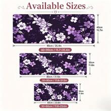 1pc Dark Purple Sakura Floral Mouse Pad, Japanese Cherry Blossom And Botanical Pattern Extended Desk Mat For Home Office And Gaming, Sizes S/M/L/XL - View 5