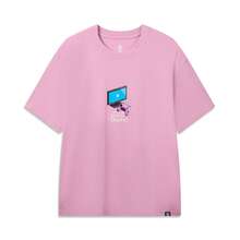 LI-NING BADFIVE Ice-Sensitive T-Shirt, Men's "I Love Basketball" Graphic Casual Tee AHSW183 - Dream Powder - View 1