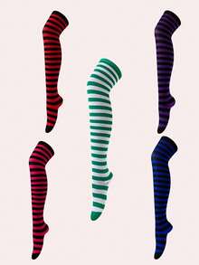 1 Pair Holiday Essential Socks - Featuring Classic Purple And Black Color Scheme, Combining Christmas Festive Atmosphere With All-Day Comfort. - Purple - View 10