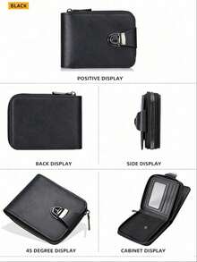 Men's Short Wallet Premium Vintage Zipper Coin Purse Multi-Card Slot Wallet Small Wallet Fashion - Multicolor - View 4