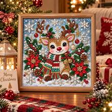DIY 5D Special Shaped Pearl Diamond Painting Kit, Christmas Reindeer Pearl Crystal Rhinestone Art Canvas, 30x30cm Frameless, Christmas Home Wall Decor, Handmade Holiday Gift - View 4