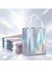 Rainbow Holographic Gift Bags 5 Pack, Reusable Medium Party Gift Bags And Birthday Tote Bags, 8x4x10 Inches - A - View 12