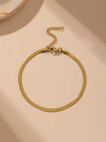1pc Fashion Versatile Minimalist Stainless Steel 18K Gold Plated Chain Bracelet Accessory, Suitable For Women's Daily All-Match Wear And Gift - Yellow Gold - View 4