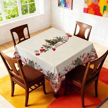 1pc Round/Rectangular/Square Christmas Tablecloth, Gift Box, Christmas Tree, Snowman And Merry Christmas Print, Suitable For Christmas Parties, Dinner Parties, Indoor/Outdoor, Room, Restaurant, Kitchen Decoration - A - View 8