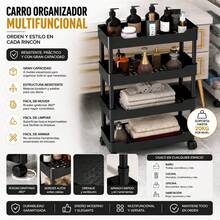 4-Tier Plastic Utility Cart With Handle, Multifunctional Storage Cart For Office, Living Room, Kitchen, Mobile Storage Organizer With Wheels 0803 - View 4