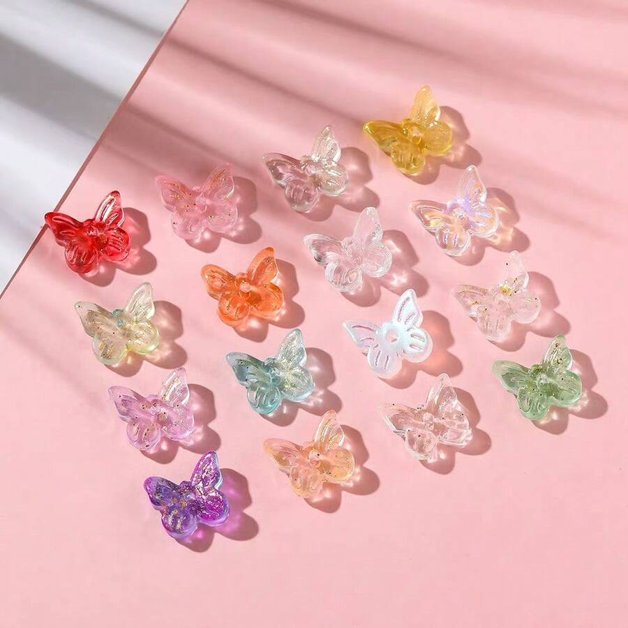 50pcs 11mm Colorful Butterfly Glass Beads, Handmade DIY Sweater Chain ...