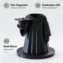 Creative Graduation Dress Doll 3D Printed Storage Tube, Niche Commemorative Pen Holder, Can Store Makeup Brushes, Student Desk Atmosphere Desktop Art Decor - Black - View 2