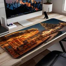 1pc Christmas Snow Scene Extra Large Extended Gaming Mouse Pad, Non-Slip Rubber Base, Stitched Soft Cloth Surface, Oversized Desk Mat, Suitable For Office, Home, Gaming, Study, Perfect Gift For Friends, Teenagers, Gamers - View 7