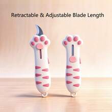 1pc Portable Retractable Curved Blade Utility Knife, Cute Cat Paw Multi-Function Unboxing Knife, Adjustable Blade Length, Suitable For Express Packages, Cardboard Boxes, Envelopes And Nut Shells, Home Office Daily Unboxing Tool - A - View 6
