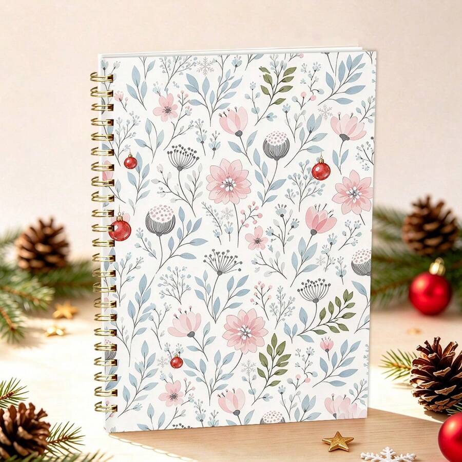 1 buah Buku Catatan Spiral Kotak Titik A5, Perencana Pola Bola Natal Bunga Macaron Lembut, Buku Catatan Tulis Hadiah Natal dengan Cetakan Botani yang Indah - Beraneka warna - View 1