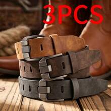 LJSQ 3pcs Men's Belts - Multi-Functional Casual Business Style Handsome Western Cowboy Style, Durable Alloy Wide Buckle, Easy To Wear, Suitable For Golf And Various Occasions, Casual Business Plus Size Belts - Multicolor - View 1