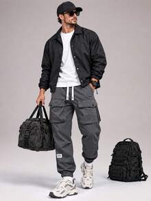 CZRLHYT Men's Outdoor Sports Pants, Solid Color Pocket Design, Suitable For Fitness And Running, Essential Fashion Pants For Outdoor Sports - Grey - View 2