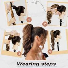 European & American Style 32 Inch Extra Long Ponytail Hair Extension Wrap-Around Ponytail Hair Piece Magic Wand Ponytail Hair Band Hair Accessory - Black - View 11