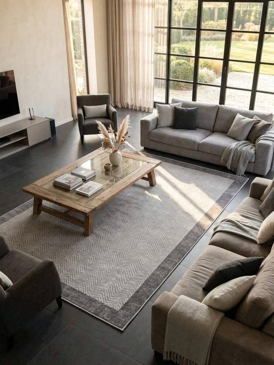Non-Slip, Washable, Digitally Printed Rug, Runner, Kitchen Rug - Grey - View 1
