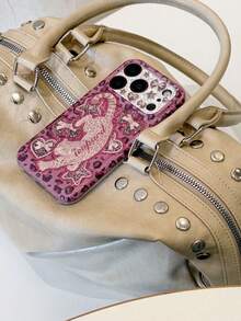 Niche Rose Pink Leopard Print Heart & Star Leopard Pattern Phone Case Compatible With Iphone 18 Pro Max, 17 New, 15 Pro, 16 PM, Full Coverage Protective Shell For Women - Pink - View 10
