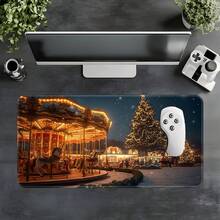 1pc Christmas Snow Scene Extra Large Extended Gaming Mouse Pad, Non-Slip Rubber Base, Stitched Soft Cloth Surface, Oversized Desk Mat, Suitable For Office, Home, Gaming, Study, Perfect Gift For Friends, Teenagers, Gamers - View 9